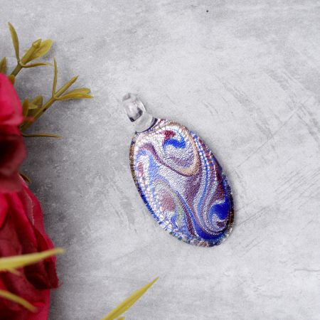 Lampwork Multicolor Oval Glass Pendant for Jewellry Making - 1 Piece